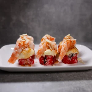 Gebackene Rolle mit Garnelen